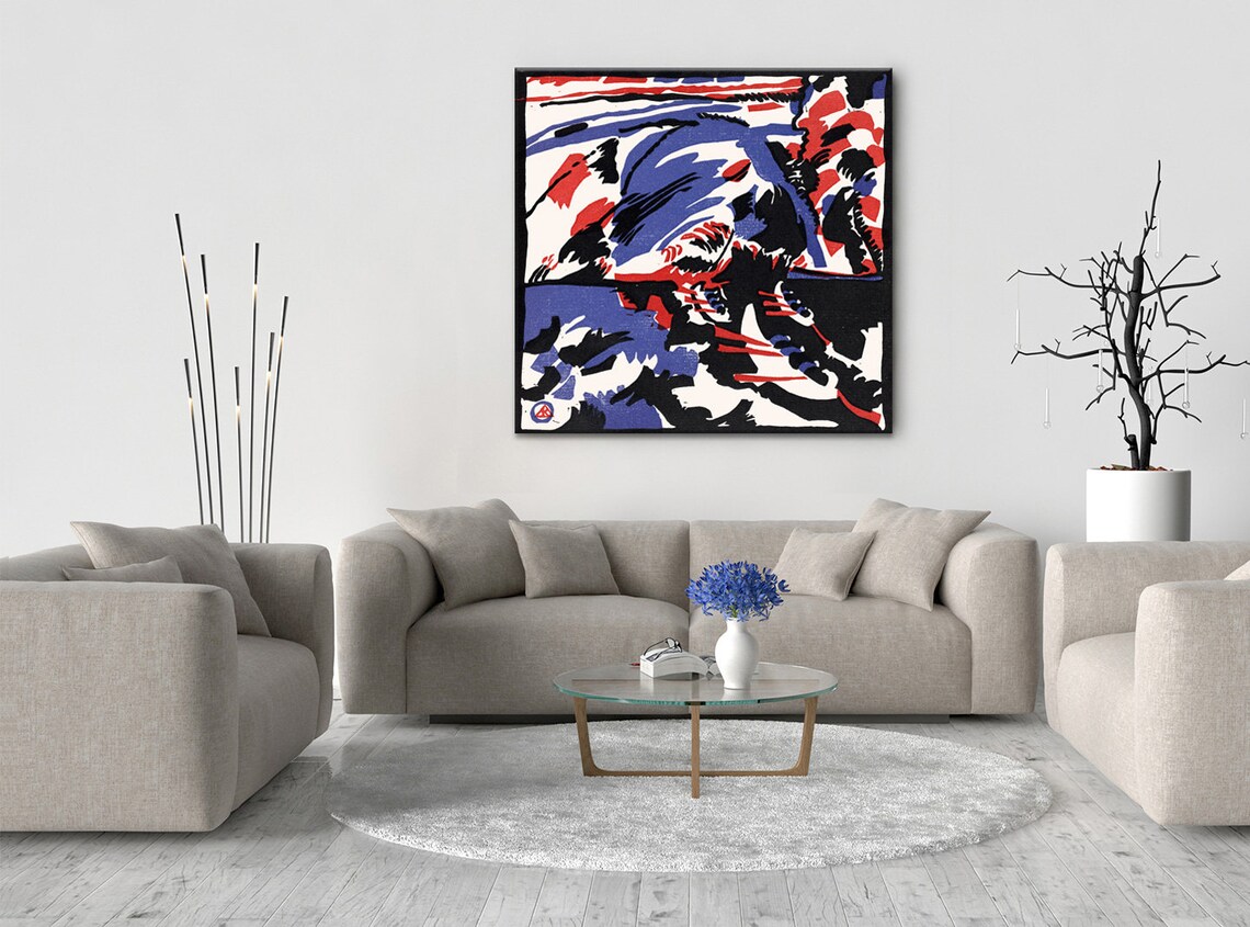 Wassily Kandinsky Moonlit Landscape Red Blue Abstract Woodcut Art Poster - Image 2