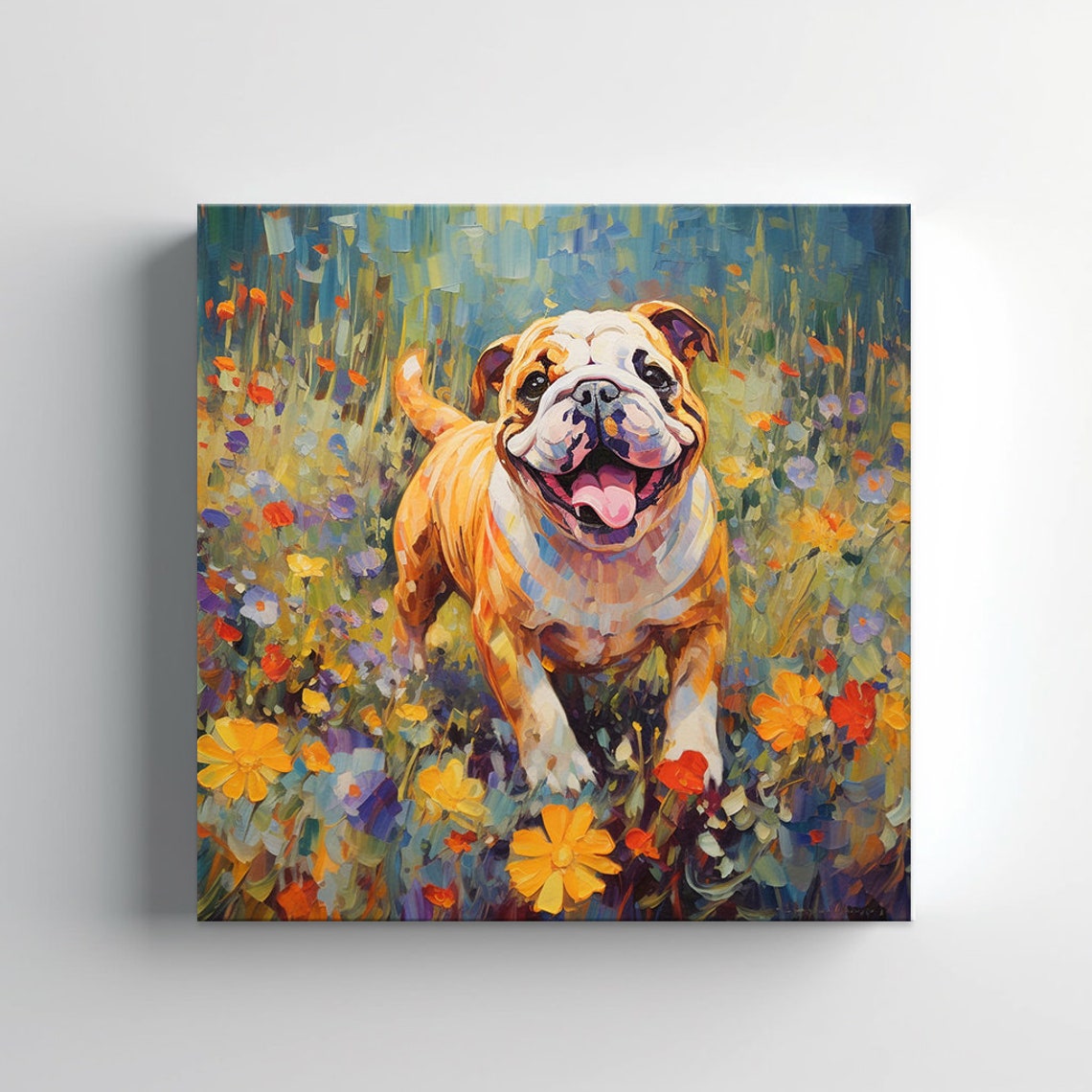English Bulldog Dog Animal Print Gift For English Bulldog Lover Colourful English Bulldog Portrait Painting Print Dog Pet Wall Art - Image 3