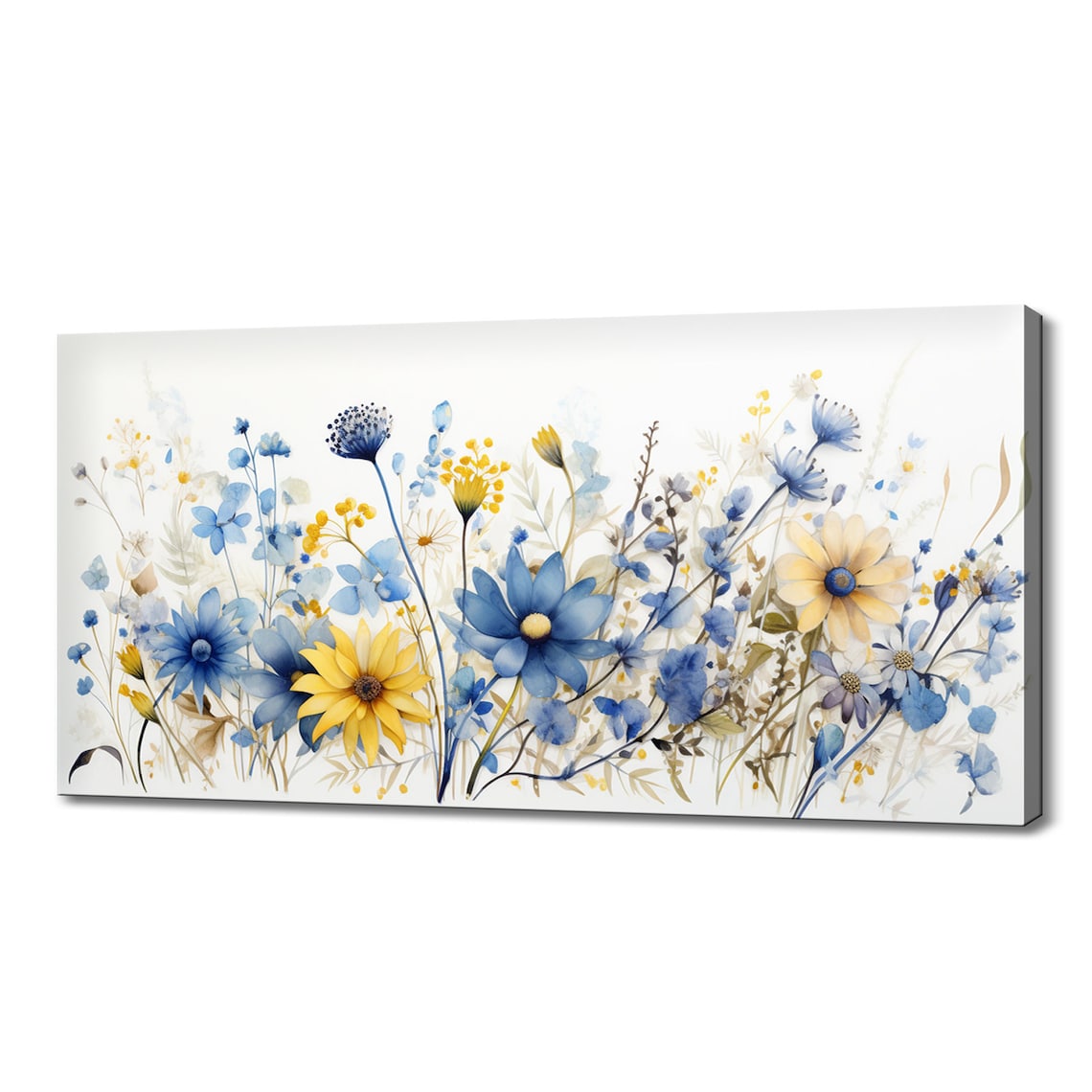 Spring Wildflowers Meadow Watercolor Print, Modern Home Decor