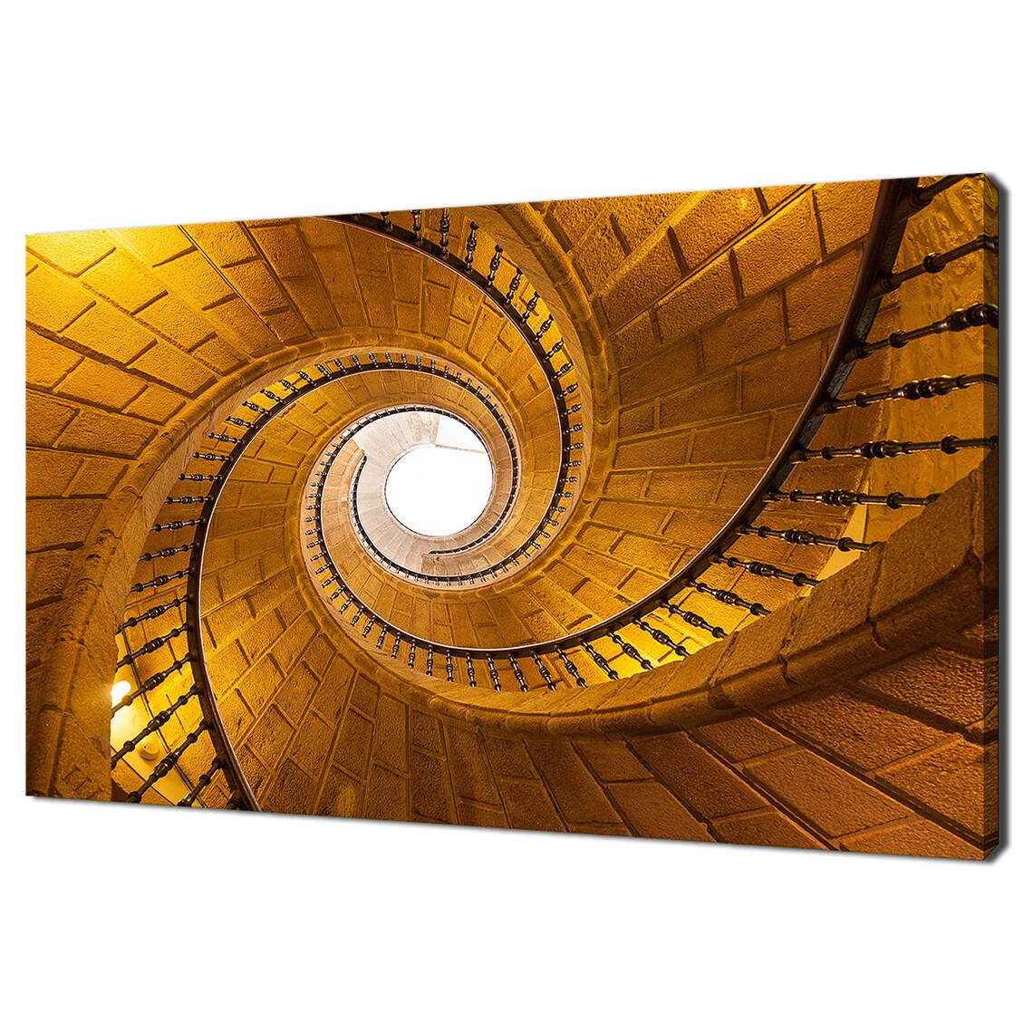 Helical Staircase Fibonacci Spiral Yellow Orange Modern Design Home Decor Print Wall Art Picture
