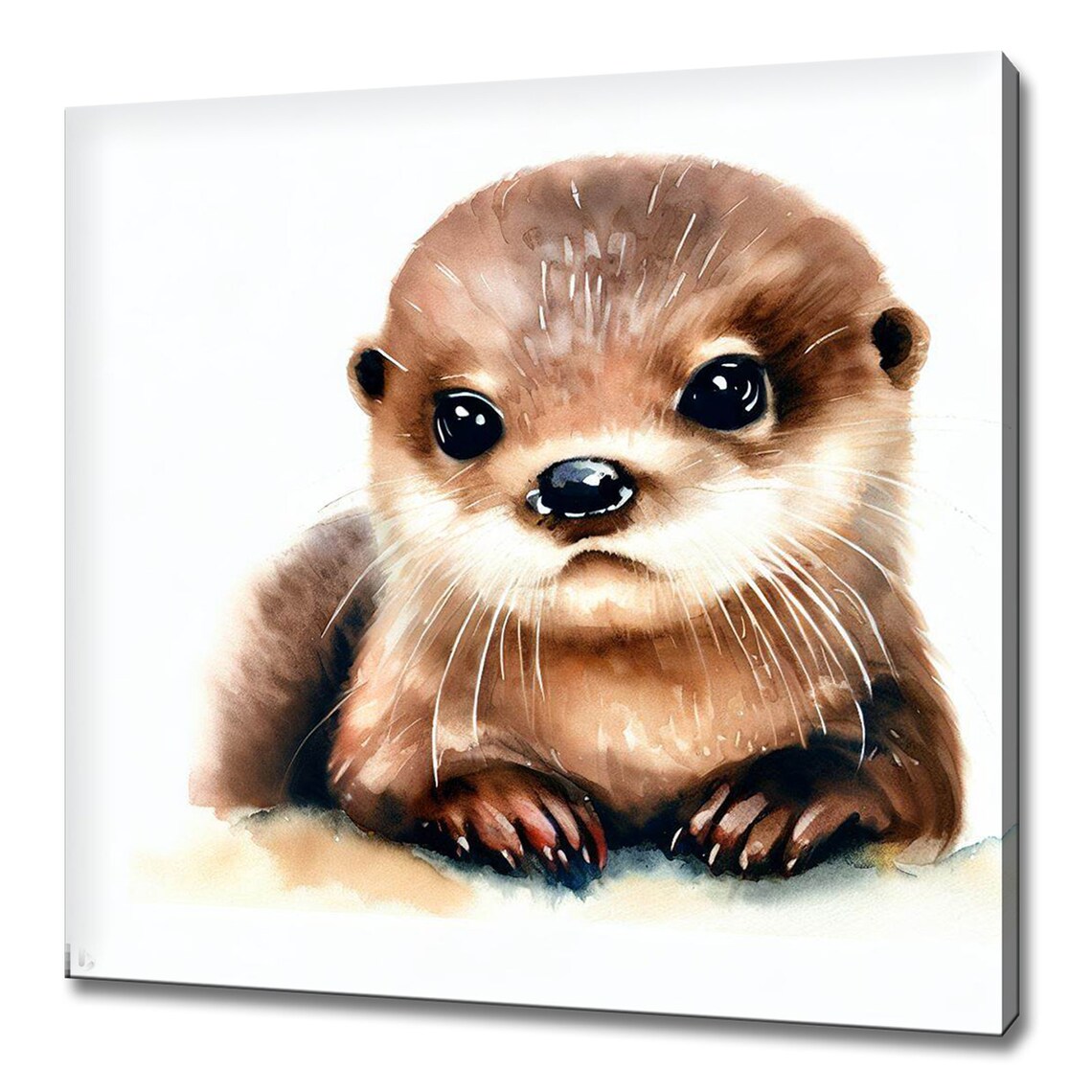 Cute Baby Otters Watercolor Art Nine Panel Nursery Kids Room Poster - Image 2