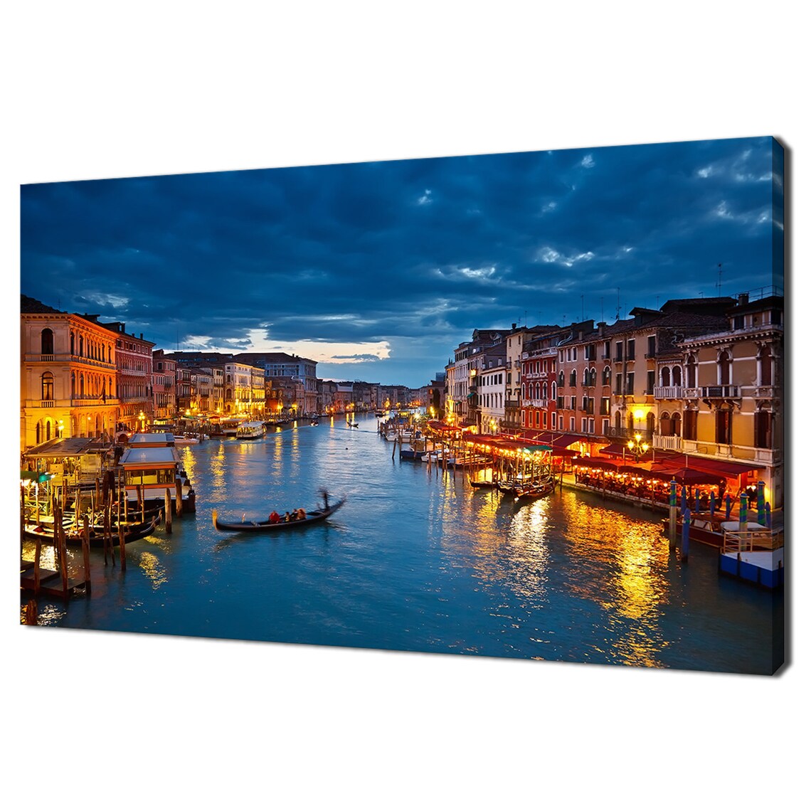 Venice Italy Grand Canal Night Lights Gondola Evening Travel Poster