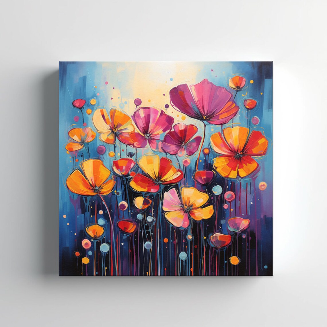 Colourful Bouquet Of Poppies Flowers Oil Painting Style Print Wall Art Modern Floral Design Home Decor Botanical Flowers Wall Art - Image 2