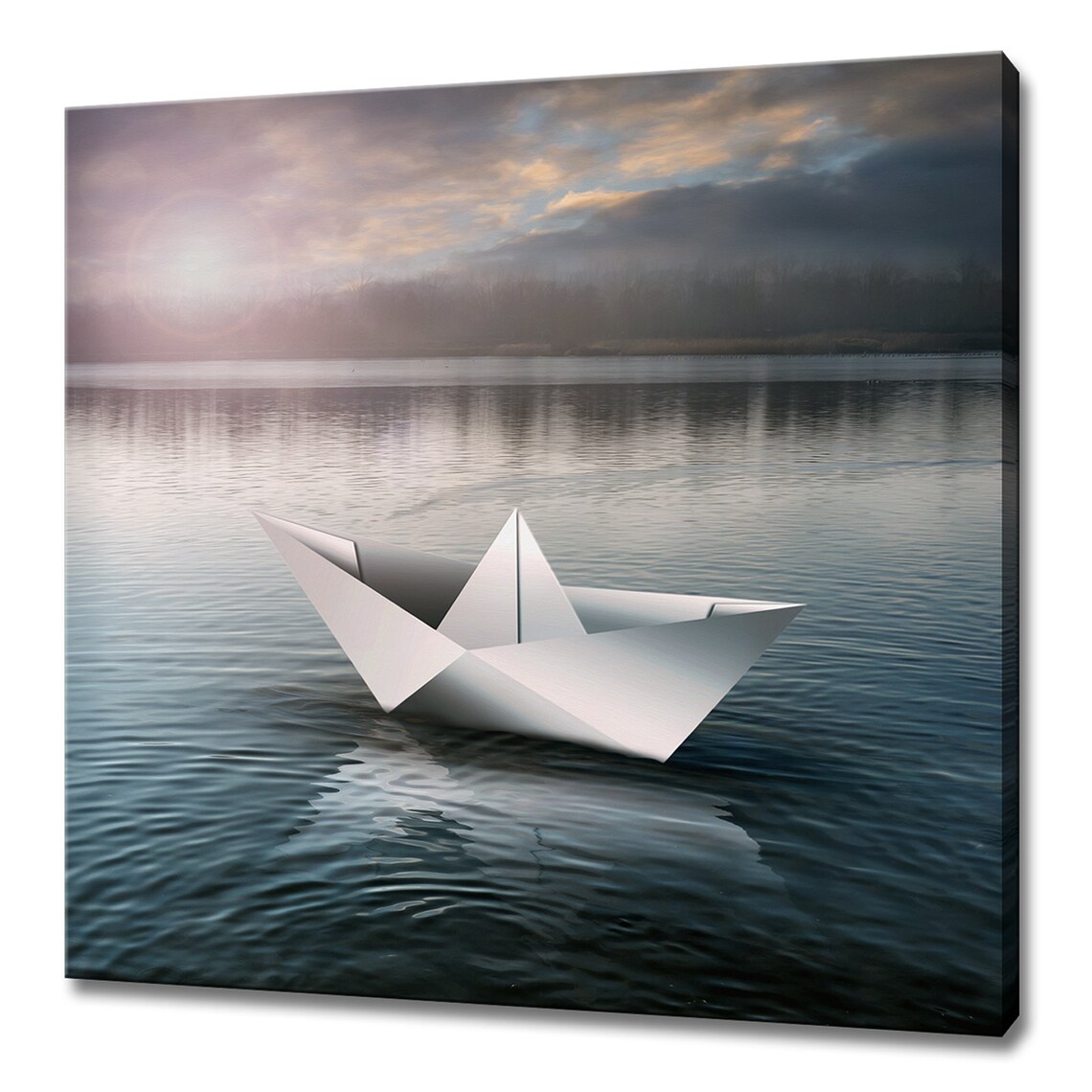 Origami White Paper Sailboat Sea Modern Design Art Print
