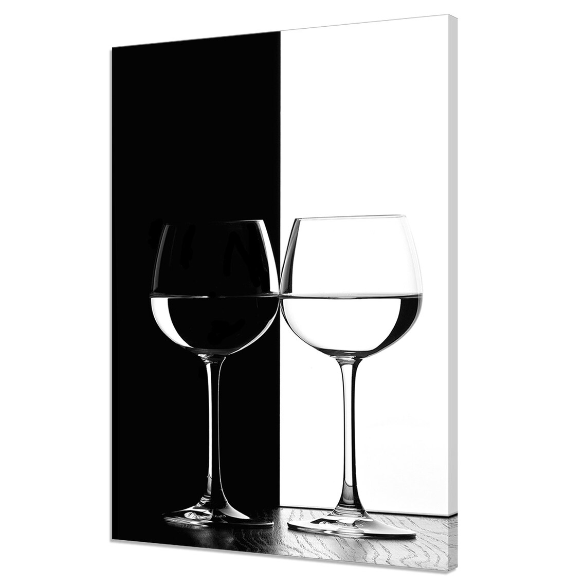 Two Wine Glasses Black And White Contrast Modern Kitchen Art Print