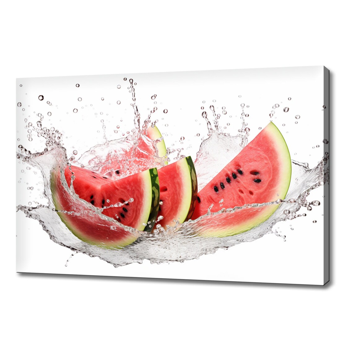 Watermelon Slices Fruits Water Splash Print Colourful Kitchen Wall Art Fruit Print Modern Kitchen Restaurant Wall Decor