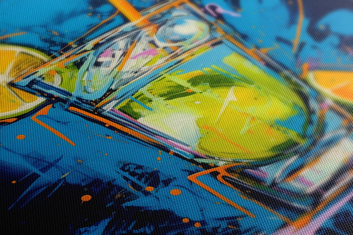 Zesty Lime Cocktail Rocks Glass Teal Bar Watercolor Wall Print - Image 4