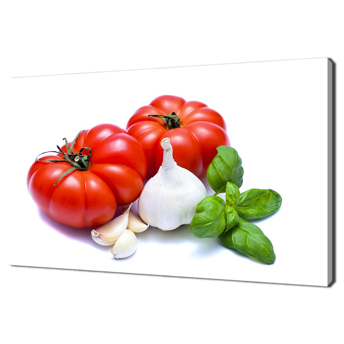 Fresh Red Tomatoes Garlic Basil Kitchen Food Photography Print