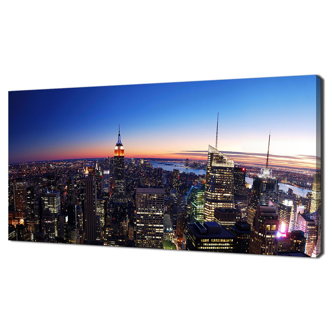 New York Manhattan Skyline at Night, Modern Poster