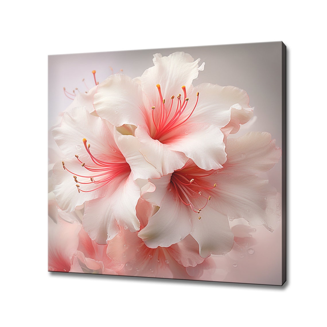Pink Azalea Blossoms Dreamy Close Up Floral Botanical Wall Art Print