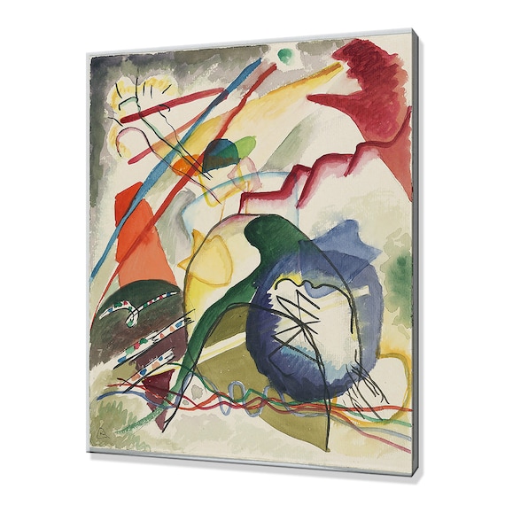 Kandinsky White Border Study I 1913 Red Blue Abstract Watercolor Print
