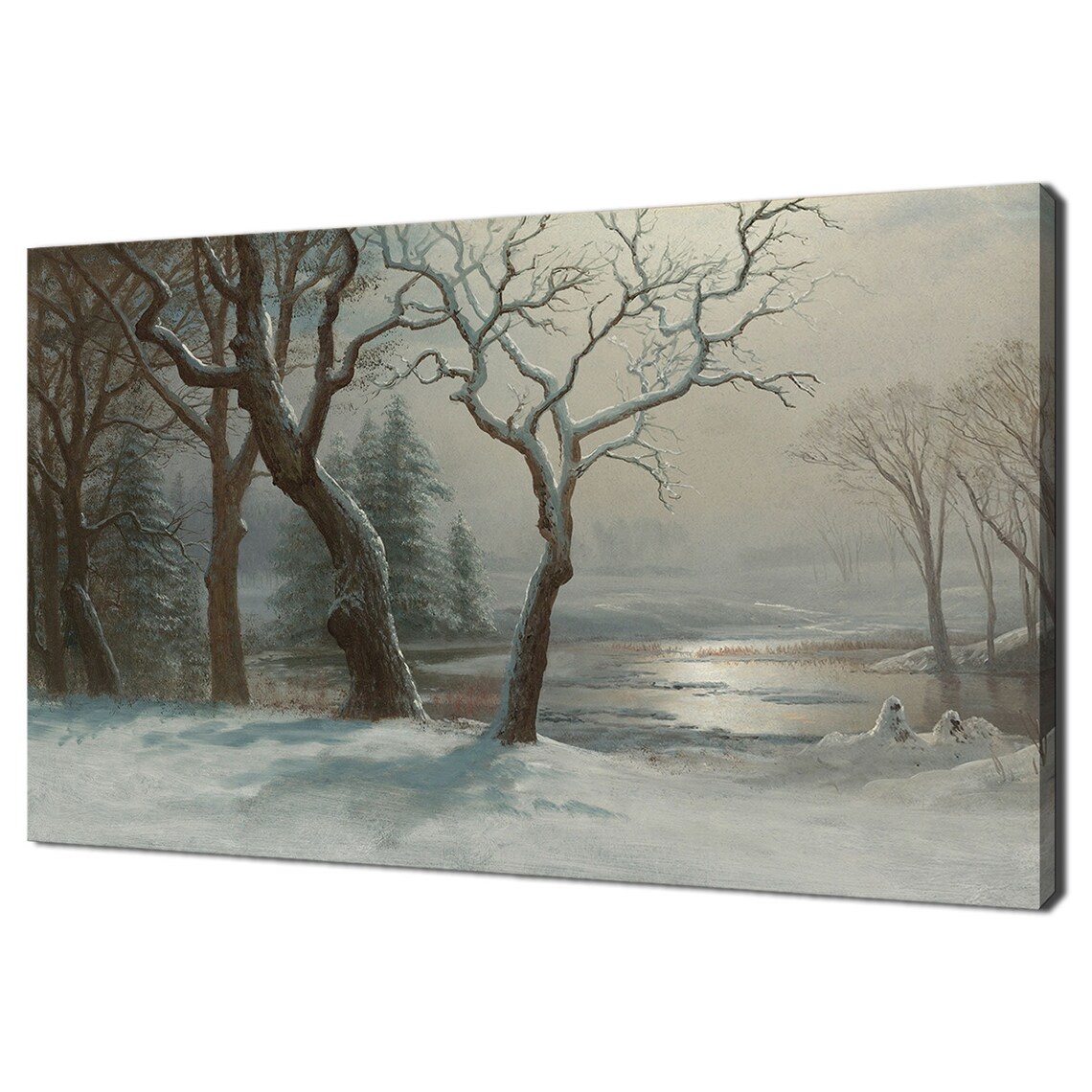 Vintage Winter Forest Snowy Trees Frozen Stream Victorian Style Poster