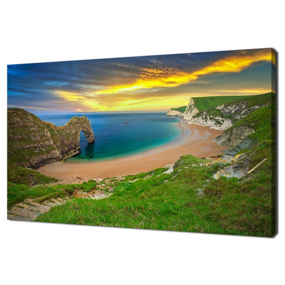 Durdle Door Jurasic Coast Dorset At Sunset Uk Modern Design Print Wall Art Picture