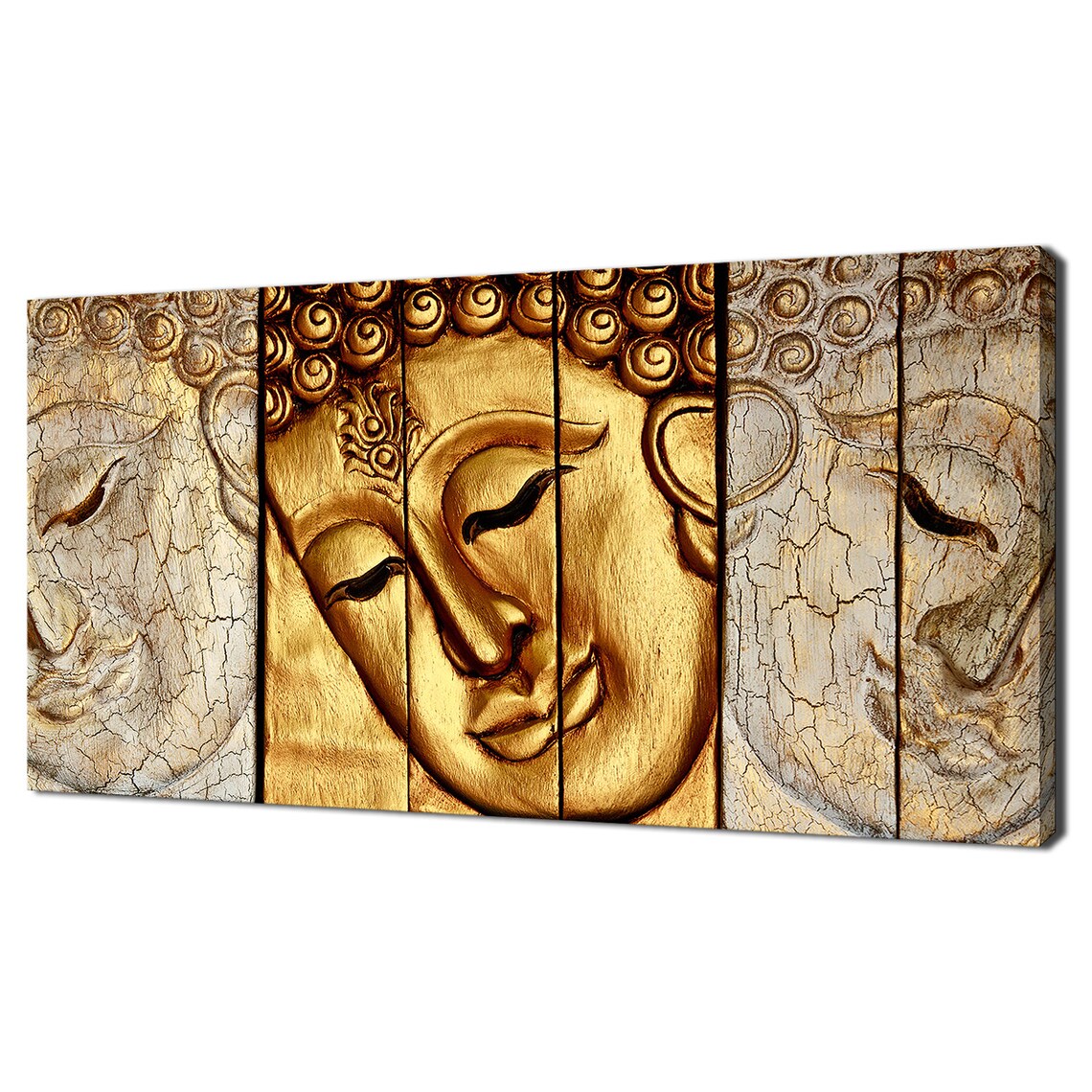 Thai Buddha Gold Wood Carving Modern Art Print