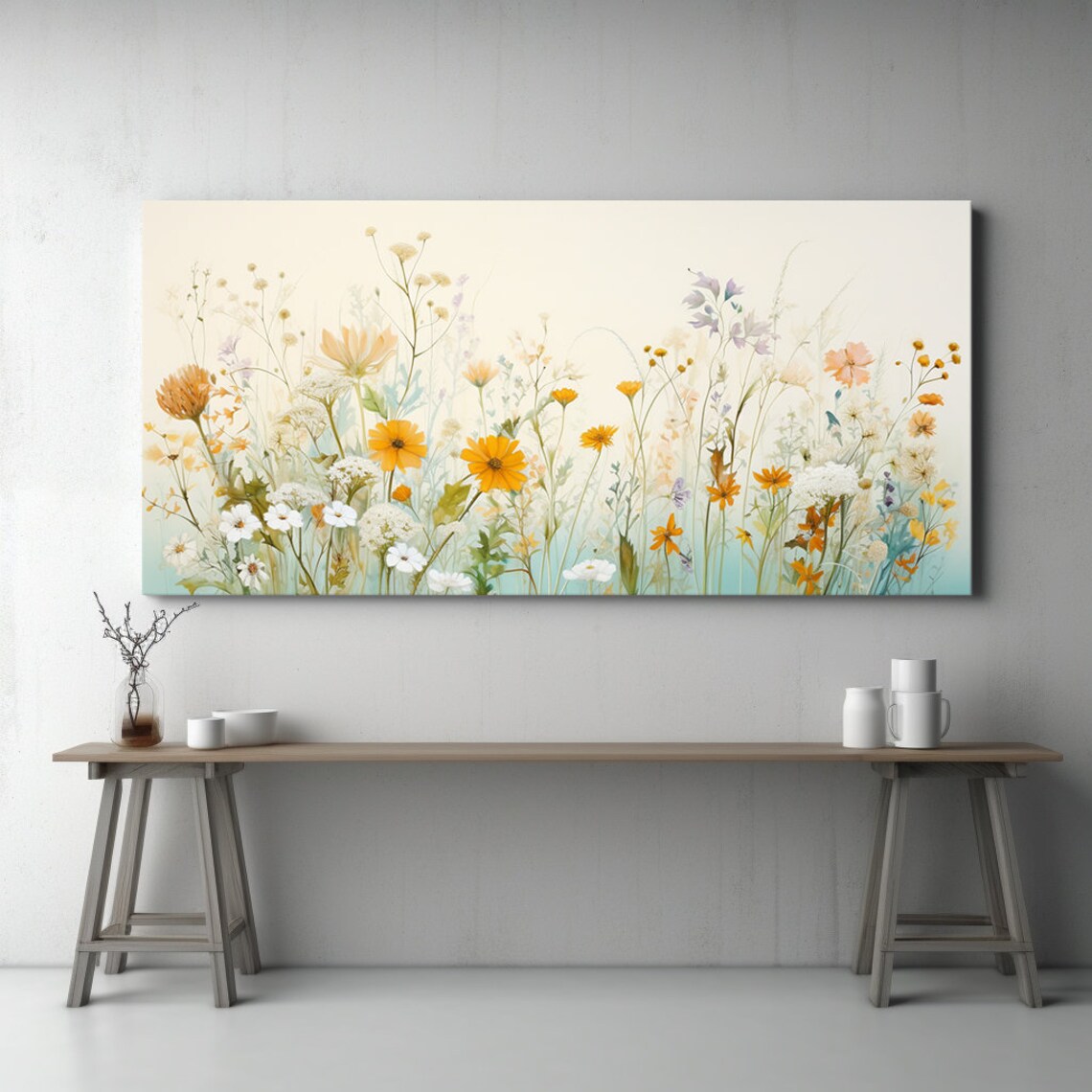 Spring Wildflowers Field Meadow Watercolor Art Print - Image 2