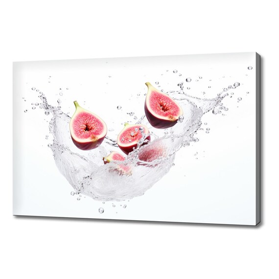 Fig Fruits Water Splash Print Colourful Kitchen Wall Art Fruit Print Modern Kitchen Restaurant Wall Decor
