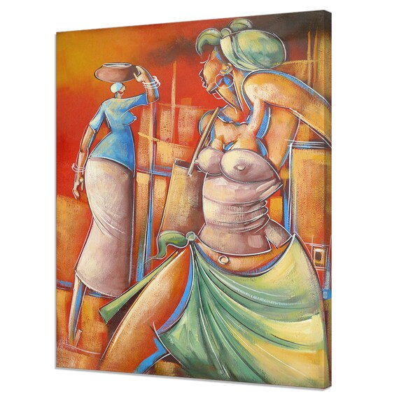 Drawing Of Ethnic Life In Africa Nude African Women Modern Design Print Home Decor Wall Art Picture Ready To Hang