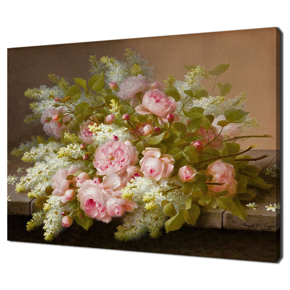 Victorian Floral Bouquet Art Print, Pink White Peonies