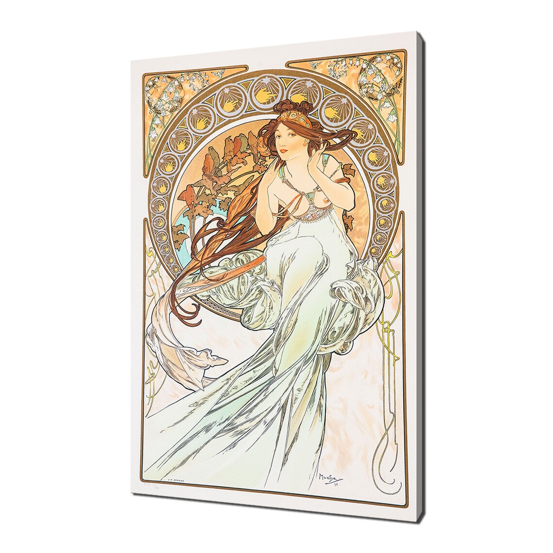 Alphonse Mucha Music Art Nouveau Redhead Woman Golden Arch Vintage Print