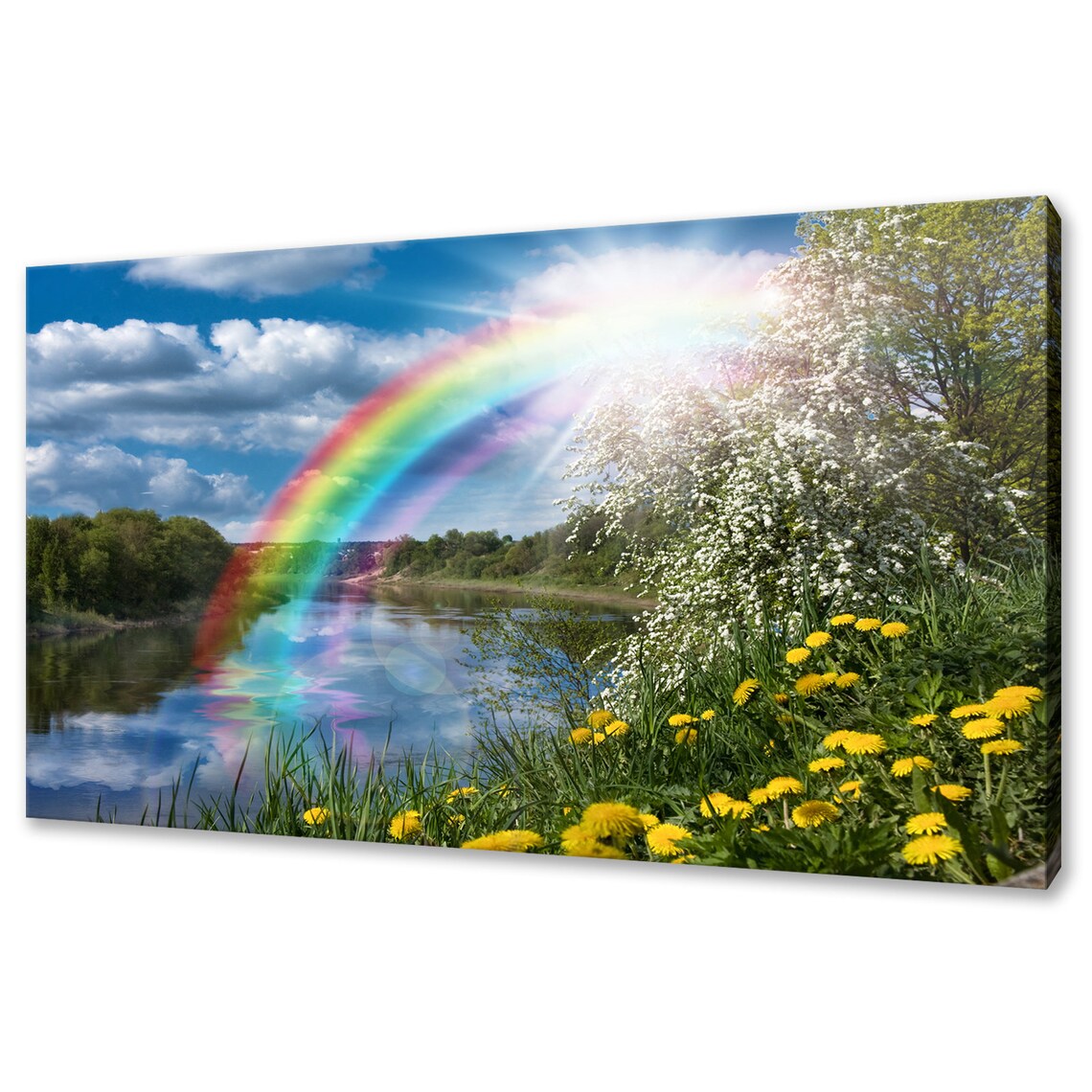 Spring Landscape With Rainbow Flowers, Modern Design