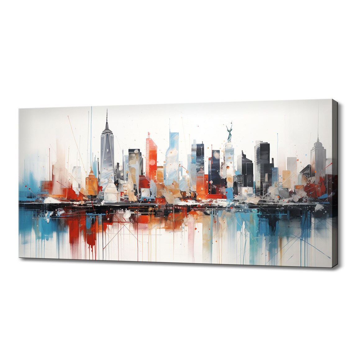 New York Skyline Watercolor Painting Colorful Abstract City Poster
