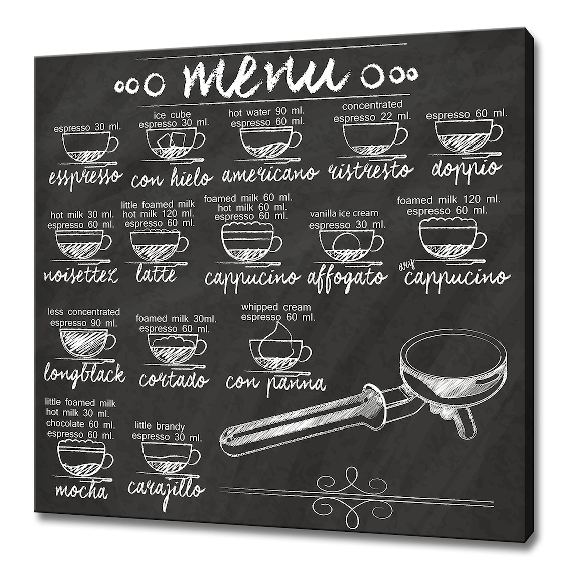 Coffee Menu Chalkboard Modern Kitchen Art Print