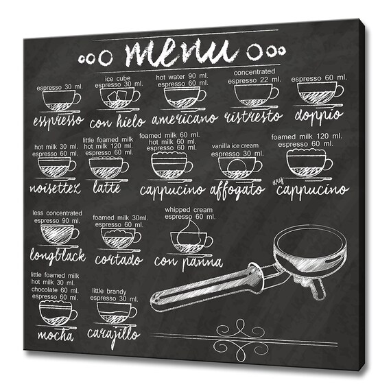 Coffee Menu Chalkboard Modern Kitchen Art Print