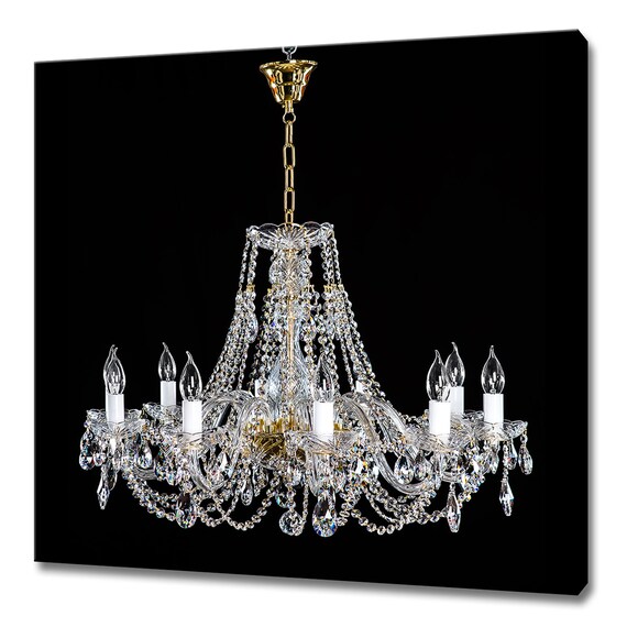 Elegant Glass Crystal Chandelier Modern Design Home Decor Print Wall Art Picture