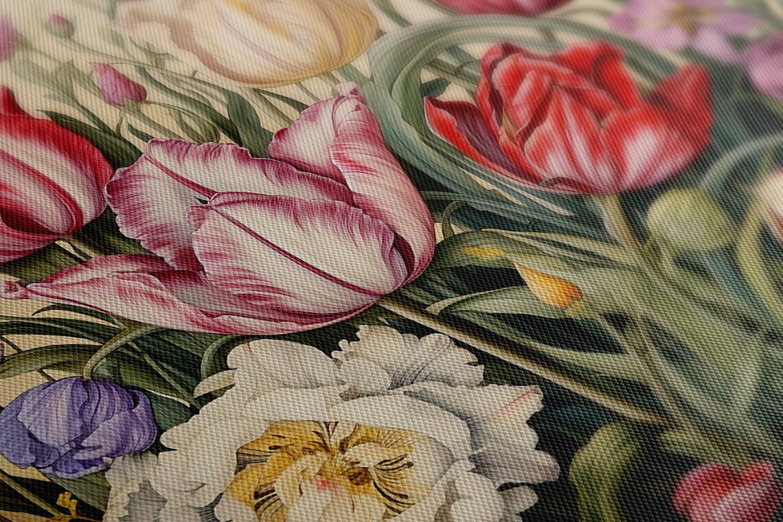 Vintage Botanical Tulips Illustration Red Pink Floral Art Print - Image 4