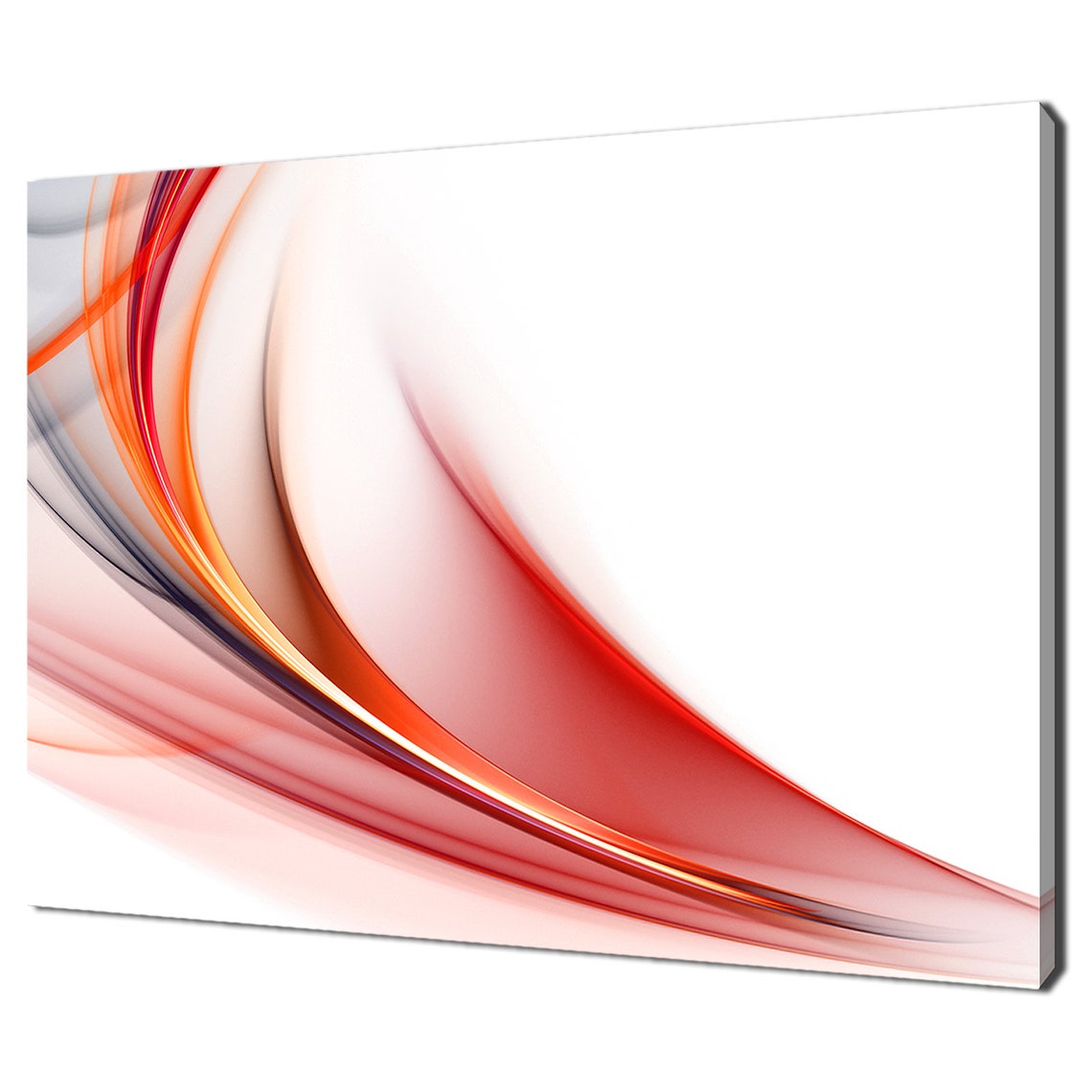 Red Orange Abstract Flowing Waves Silk Curves Modern Wall Print