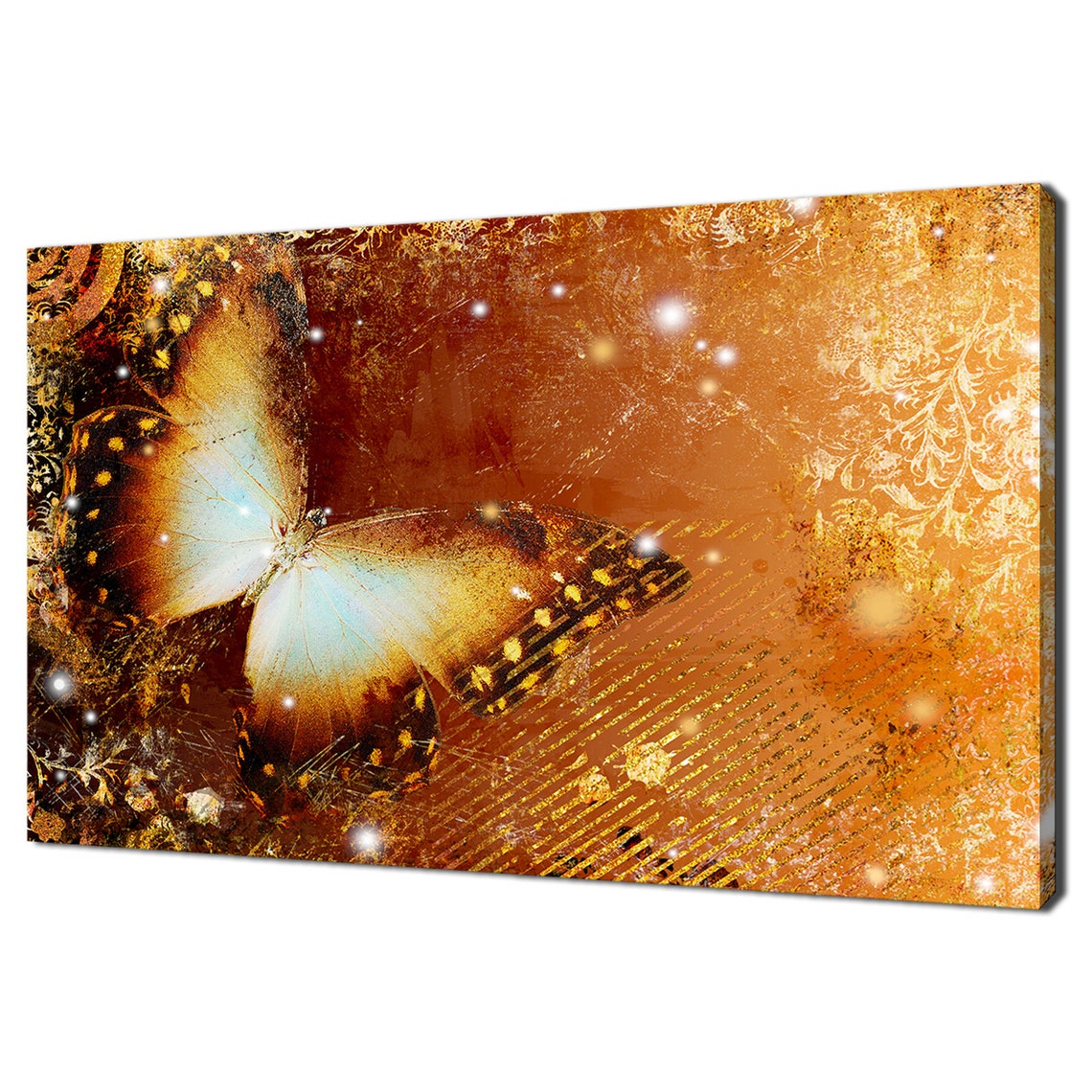 Grunge Golden Butterfly Modern Design Home Decor Print Wall Art Ready To Hang