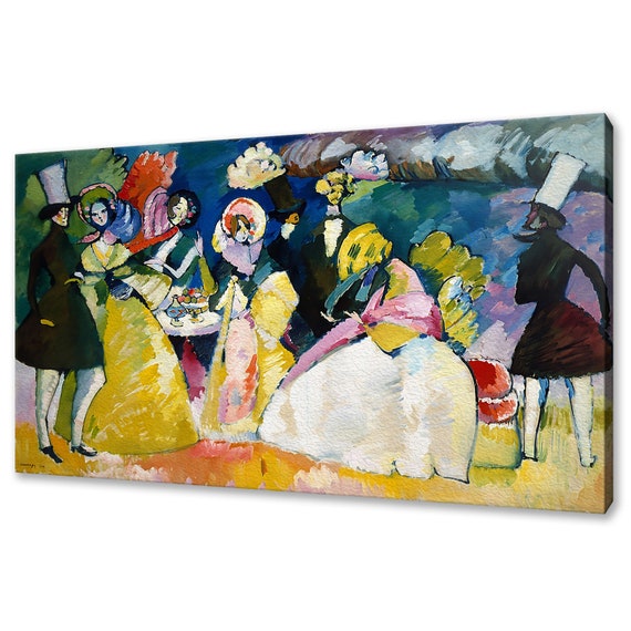 Wassily Kandinsky Group In Crinolines 1909 Classic Design Abstract Decor Reproduction Print Wall Art Picture