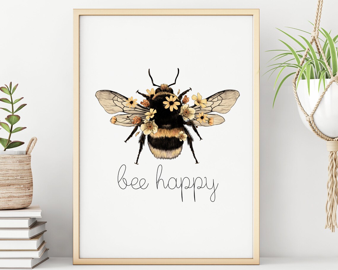 Bee Happy Kind Yourself Beeyoutiful Art Print