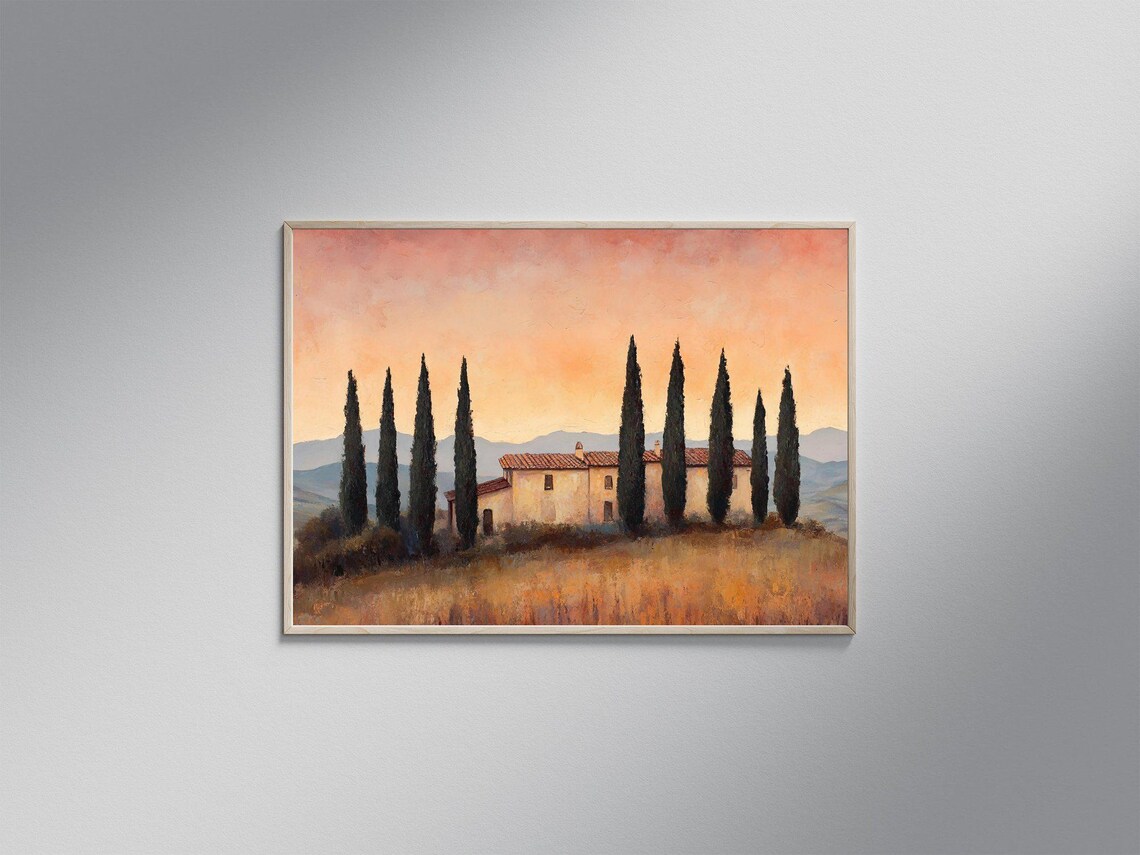 Tuscany Landscape Painting, Italian Countryside Art Print