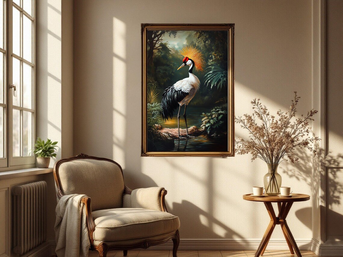 Majestic Crane, Bird Nature Decor Art Print - Image 2