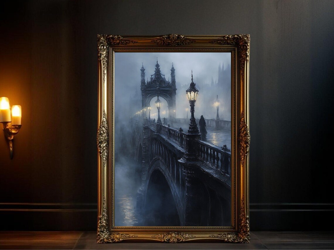 Gothic Bridge At Night, Mysterious Landscape