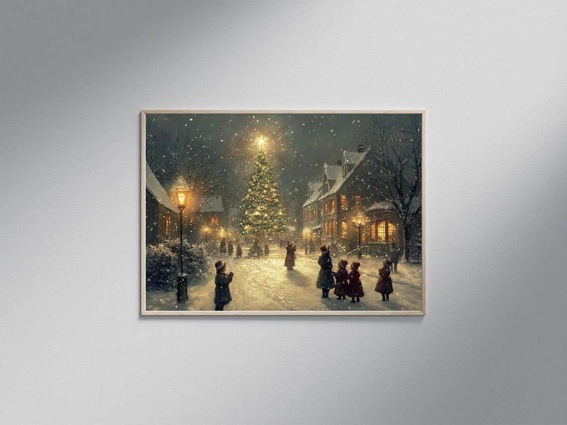 Christmas Town Square Winter Wonderland Art Print