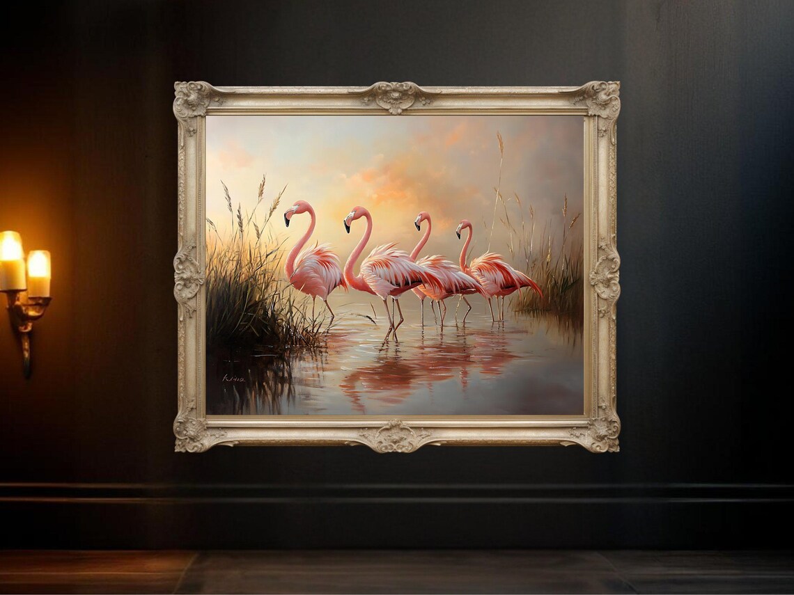 Flamingo Wall Art Print, Nature Bird Painting