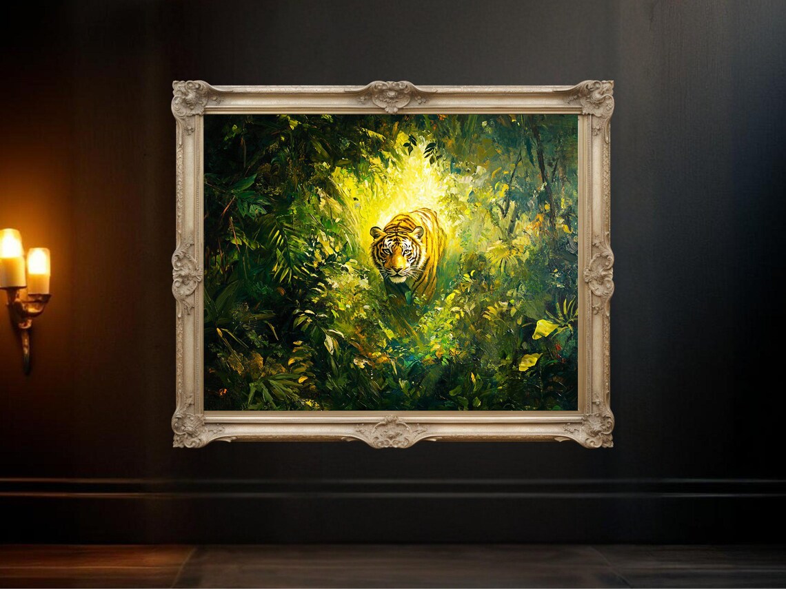 Jungle Tiger Art Print, Wildlife Forest Painting
