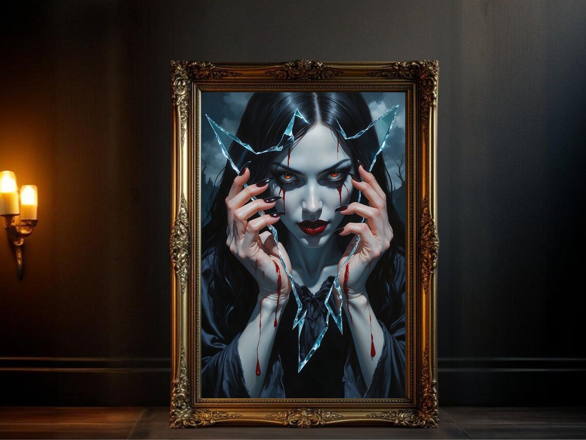 Gothic Vampire, Broken Mirror Horror Portrait