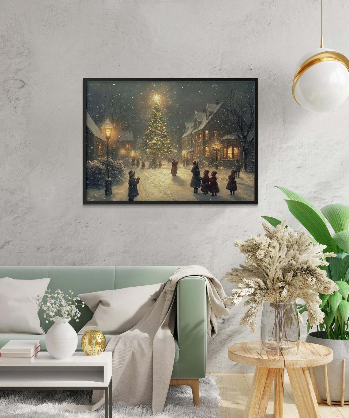 Christmas Town Square Winter Wonderland Art Print - Image 2