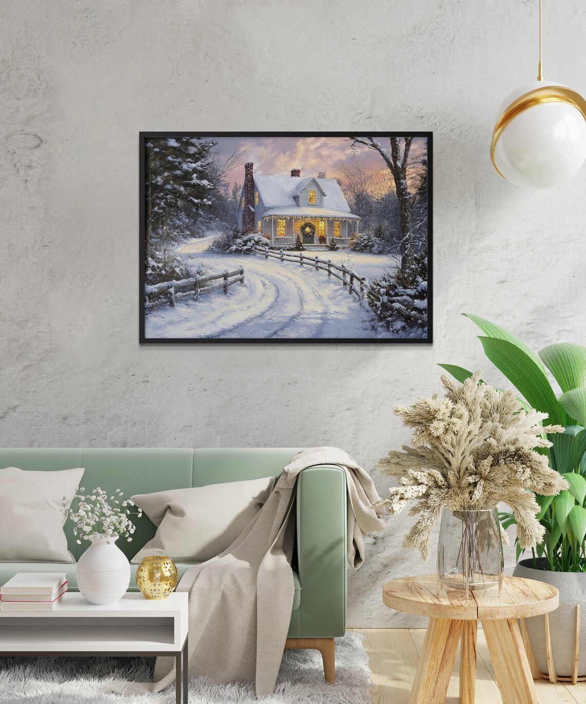 Rustic Winter Cabin Scene, Cozy Cottage In Snow - Image 2