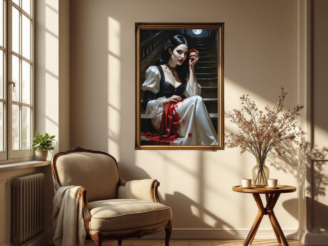Gothic Vampire Woman Art Print, Dark Fantasy - Image 2