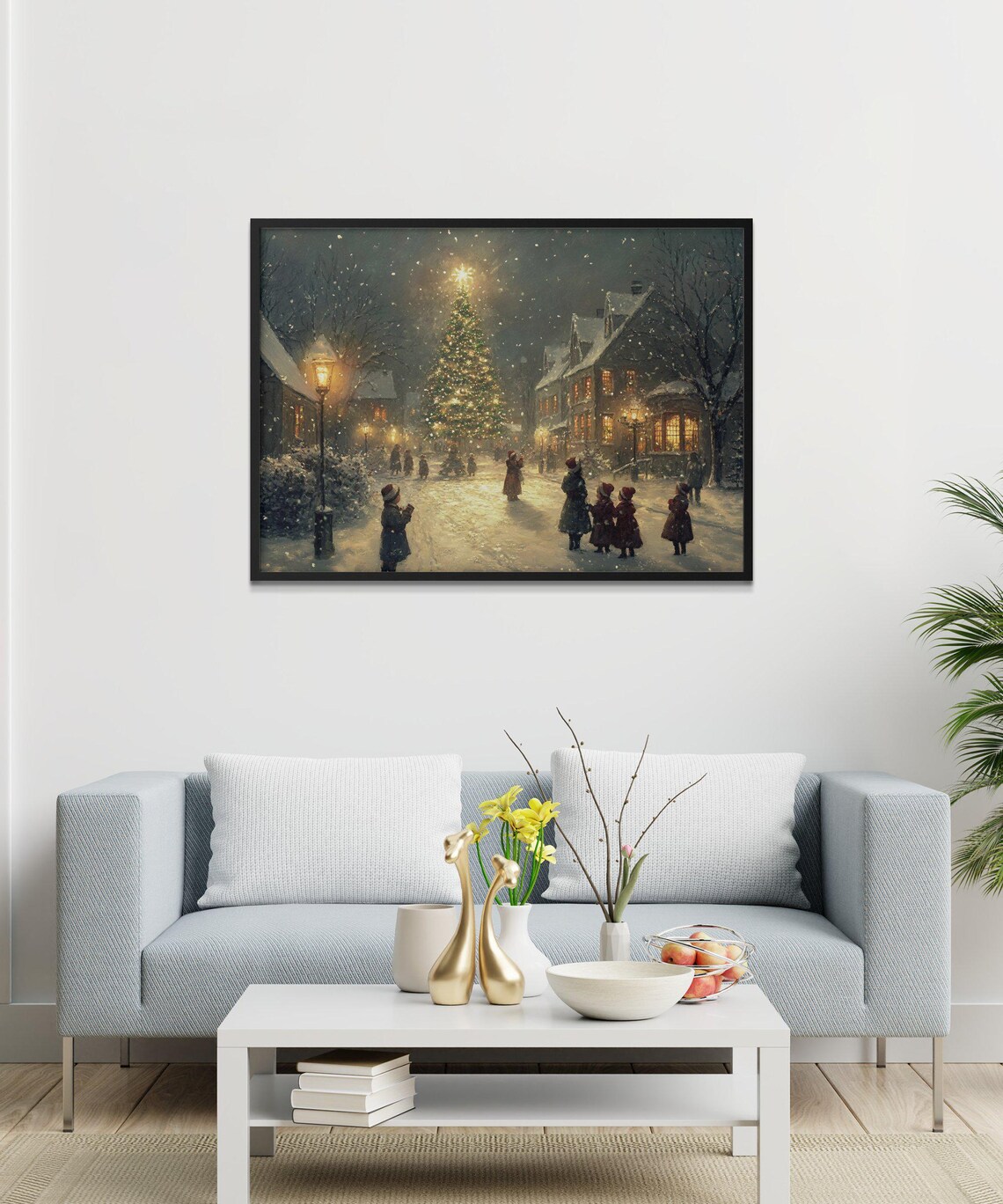 Christmas Town Square Winter Wonderland Art Print - Image 3
