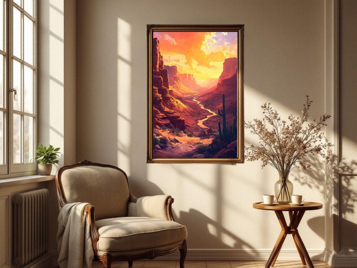 Majestic Canyon Sunset Art Print, Desert Landscape - Image 3