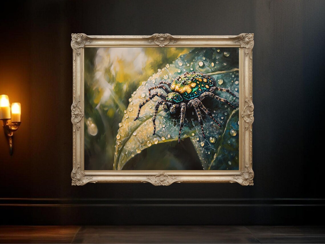 Spider Nature-Themed Art Print, Realistic Painting