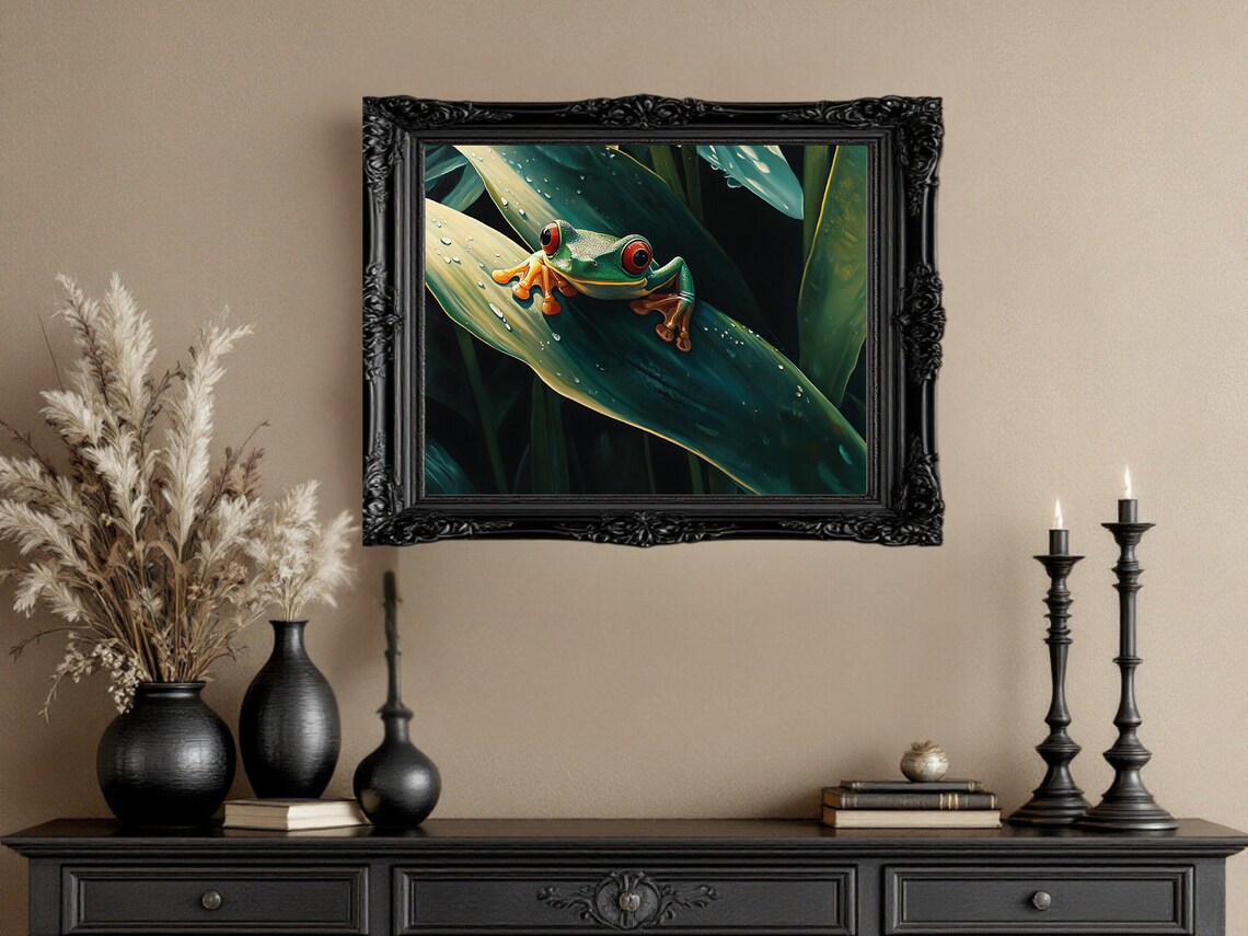 Frog On Leaf Nature Animal Print, Botanical Decor - Image 3