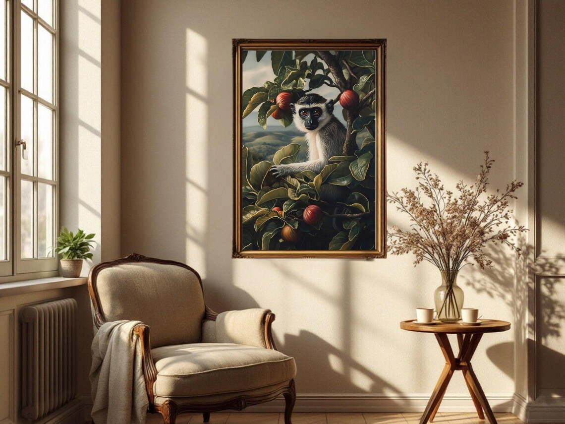 Monkey Jungle Art Print, Tropical Wildlife Decor - Image 2