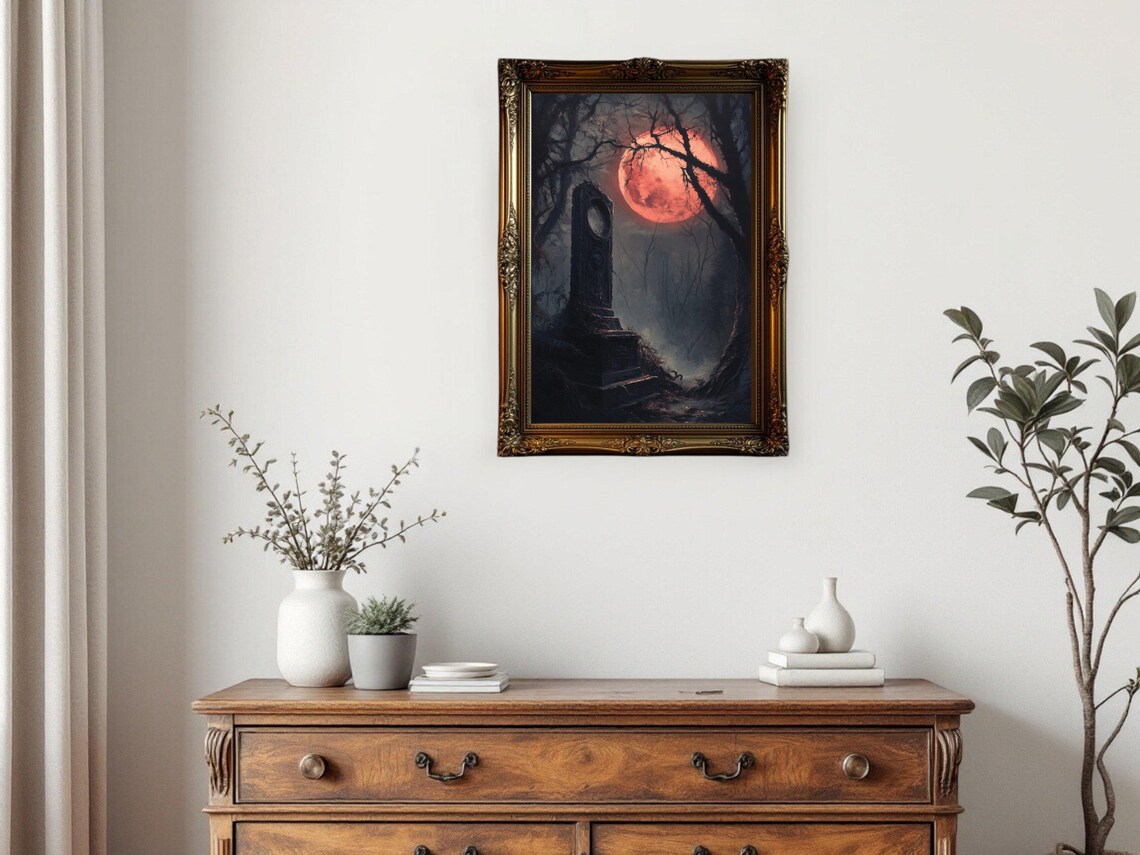 Gothic Moonlight Cemetery, Dark Academia Poster - Image 3