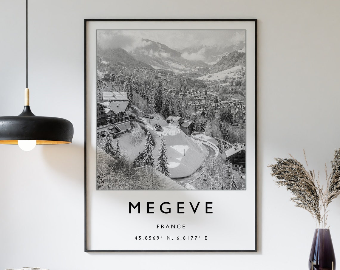 Skiing Travel Poster Megeve France Ski Print France Travel Print Skiing Wall Art Skiing Print Winter Sport Art Gift A1a2a3a4